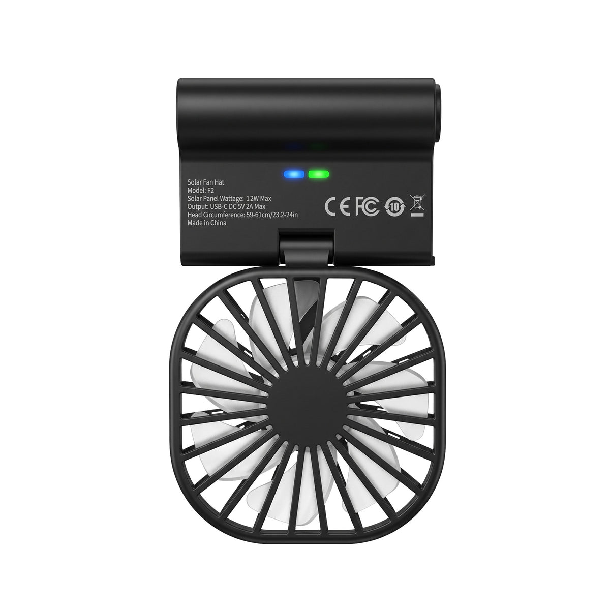 Close view of the F2 fan module and its blue and green status lights