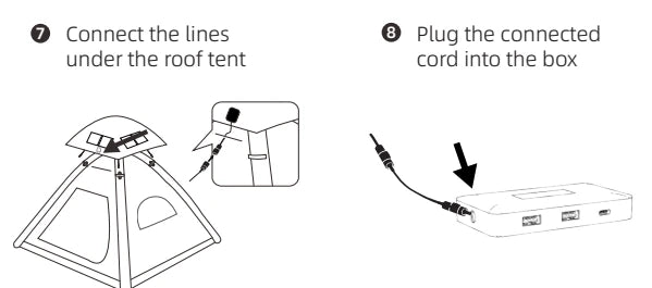 Roof cable connection to the junction box; connector ratings are not inferred here.