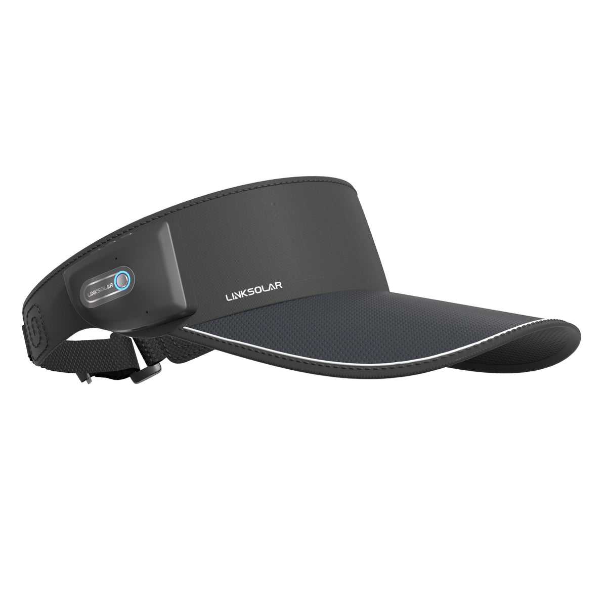 LINKSOLAR Solar Open-Ear Audio Visor used for outdoor running