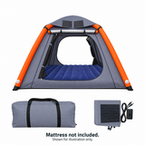 Gray tent with 52W solar roof. Blue mattress not included.