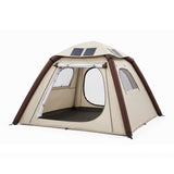 Beige inflatable tent front view on white background