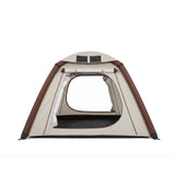 Beige inflatable tent side view on white background