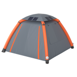 Gray inflatable tent rear view on white background