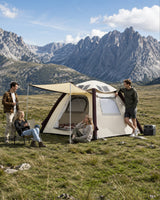 LINKSOLAR beige inflatable solar tent at a mountain campsite