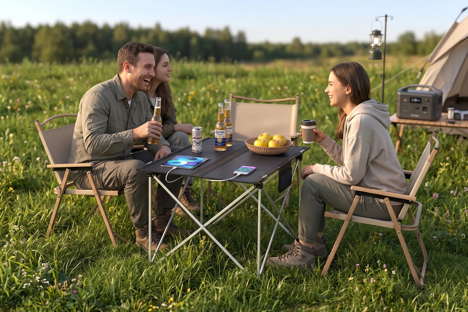 LINKSOLAR solar outdoor table used at camp
