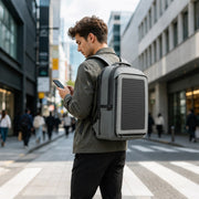 LINKSOLAR 30W solar backpack Solar backpack worn on a city street thumbnail