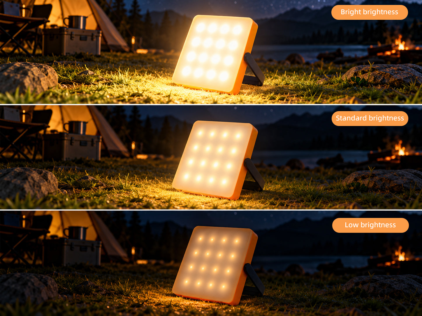 Control guide for the LINKSOLAR solar tent light power button and charging indicator