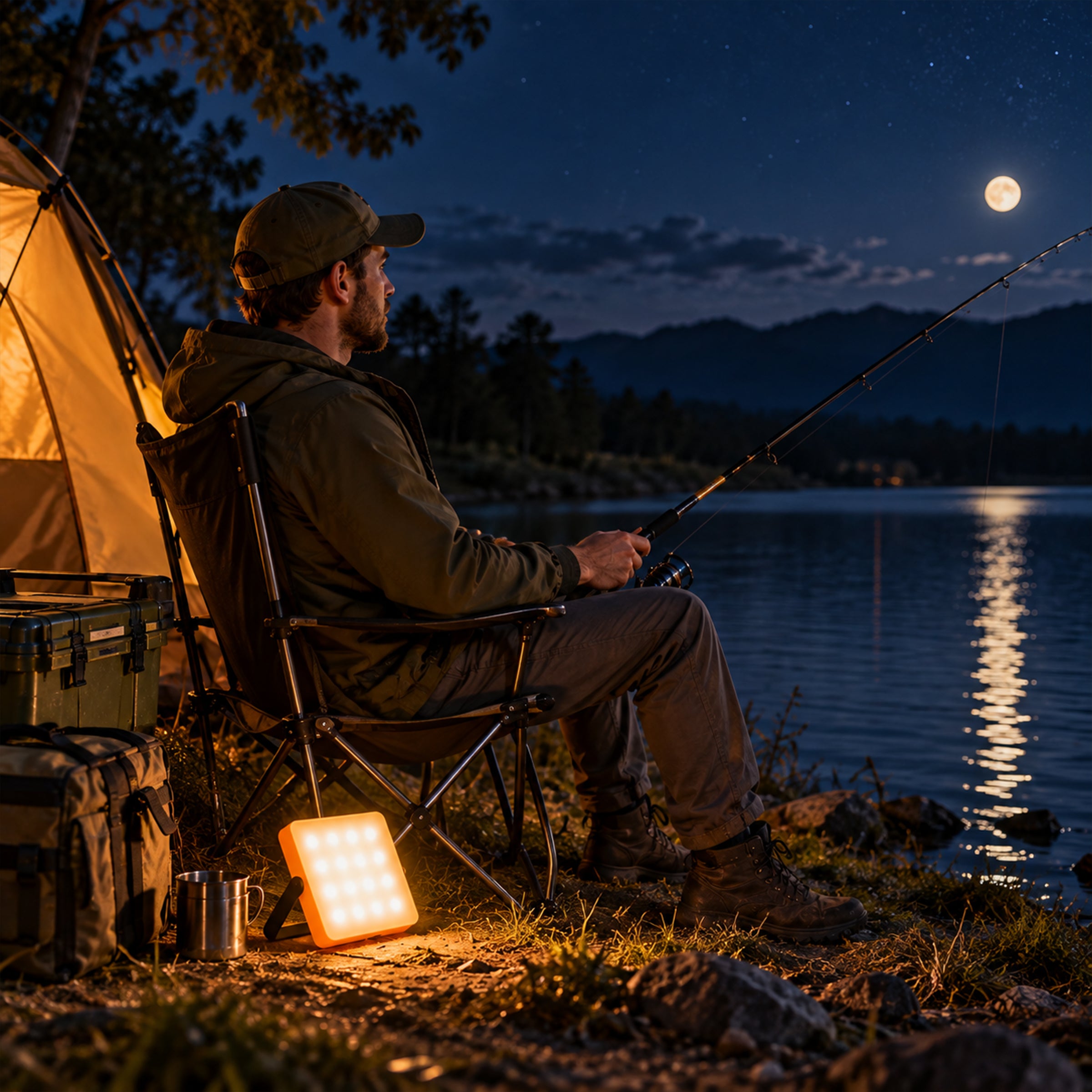 Solar tent light campsite use scene 4